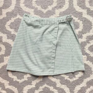 John Galt Brandy Melville green white plaid mini Cara skirt